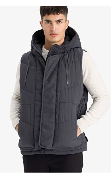 Regular Fit Kapüşonlu Fermuarlı Şişme Yelek F0997AX25AUAR104