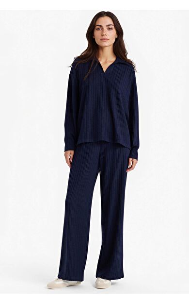 DeFacto Wide Leg Fitilli Kaşkorse Beli Lastikli Pantolon F1012AX25AUNV251