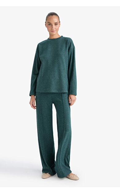 DeFacto Straight Fit Beli Lastikli Geniş Paça Pantolon F1016AX25AUGN650