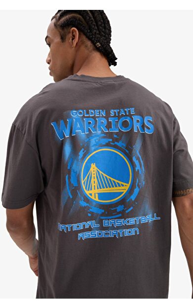 DeFactoFit NBA Golden State Warriors Boxy Fit Bisiklet Yaka Kısa Kollu Tişört