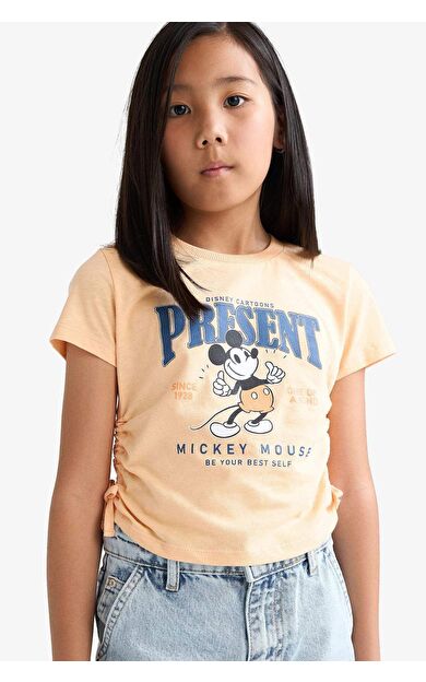 DeFacto Kız Çocuk Disney Mickey & Minnie Fitted Bisiklet Yaka Kısa Kollu Tişört