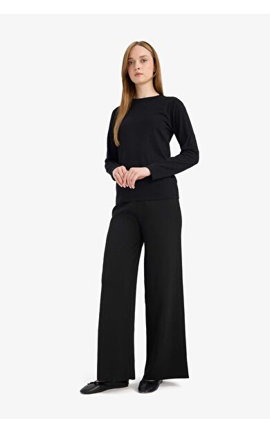 DeFacto Wide Leg Triko Pantolon F1102AX25AUBK81