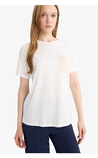 DeFacto Regular Fit Bisiklet Yaka Penye Kısa Kollu Tişört F1152AX25AUER105