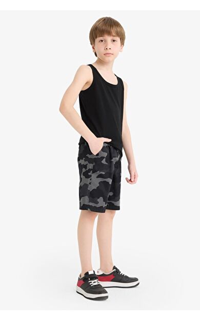 DeFacto Erkek Çocuk Regular Fit Kamuflaj Desenli Gabardin Şort