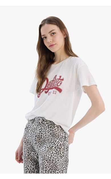 DeFacto Regular Fit Bisiklet Yaka Baskılı Kısa Kollu Tişört F1209AX25SPWT32