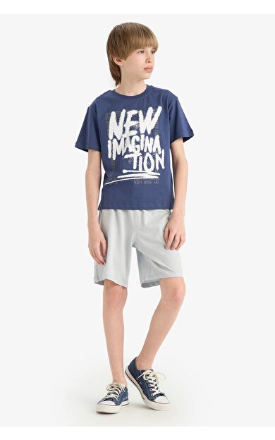 DeFacto Erkek Çocuk 2'li Takım Baskılı Kısa Kollu Tişört Beli Lastikli Şort F1231A825SMPR498