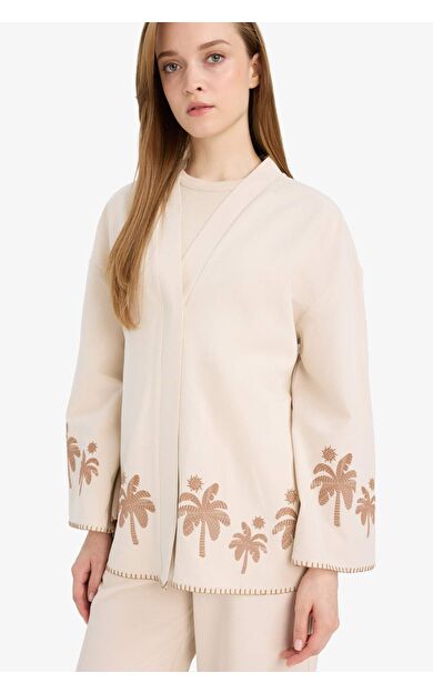 DeFacto Relax Fit Keten Karışımlı Uzun Kollu Tunik