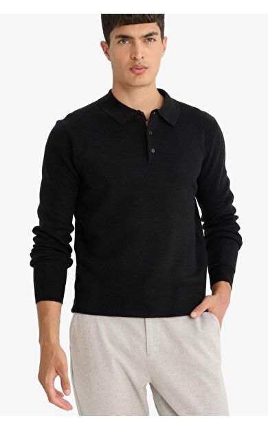 DeFacto Standart Fit Polo Yaka Triko Kazak F1523AX25AUBK27