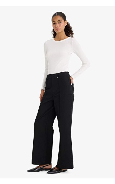 Wide Leg Cepli Yüksek Bel Gabardin Pantolon