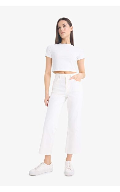 DeFacto Coool Crop Flare Fit Normal Bel Gabardin Pantolon