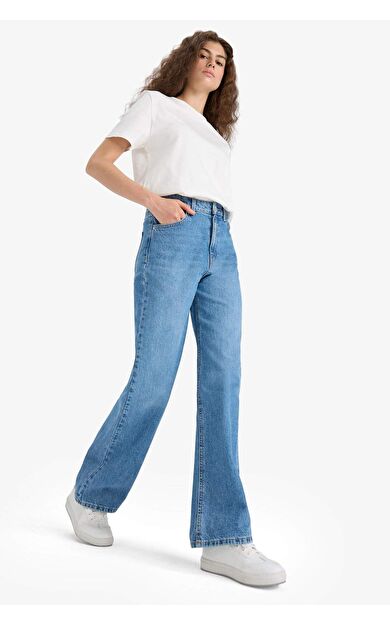 DeFacto 90's Wide Leg Yüksek Bel Düz Paça Uzun Jean Pantolon F1704AX25AUNM28