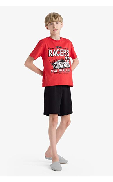 DeFacto Erkek Çocuk New Pijama Takımı Kısa Kollu Pijama Üstü Esnek Belli Şort Pijama Altı