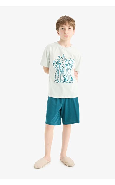 DeFacto Erkek Çocuk New Pijama Takımı Kısa Kollu Pijama Üstü Esnek Belli Pijama Altı