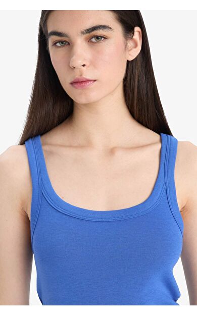 DeFacto Slim Fit Dar Kesim Yuvarlak Yaka Fitilli Kaşkorse Atlet