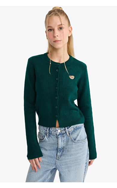 Slim Fit Dar Kesim Bisiklet Yaka Hırka