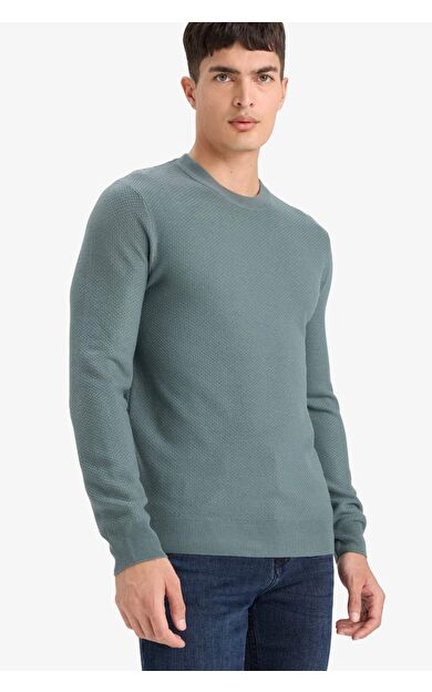 DeFacto Standart Fit Bisiklet Yaka Basic Dokulu Triko Kazak