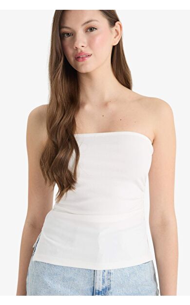 DeFacto Fitted Straplez Beyaz Atlet