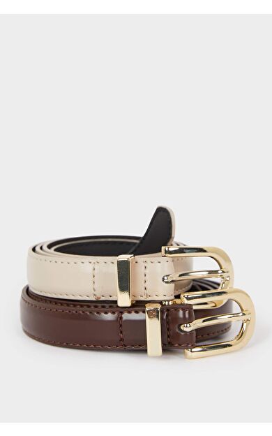 Kadın Suni Deri 2'li Günlük Kemer