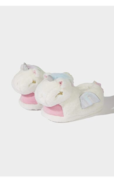 Kız Çocuk Unicorn Temalı Düz Taban Terlik