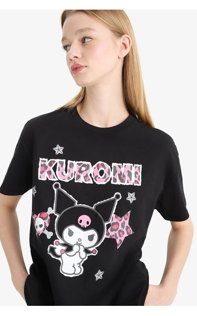 DeFacto Coool Hello Kitty Oversize Geniş Kalıp Baskılı Kısa Kollu Tişört F1949AX25SMBK81