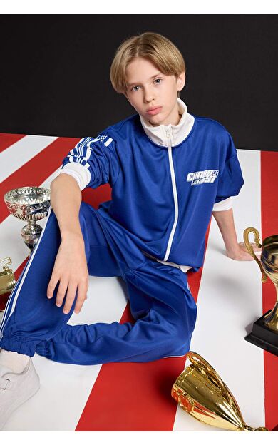 DeFacto Erkek Çocuk Slogan Baskılı Kolej Yaka Bomber Hırka