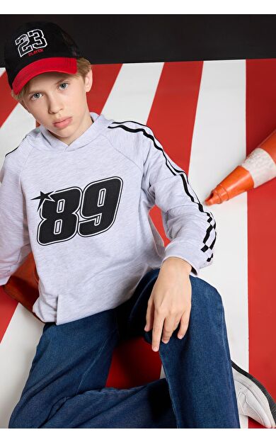 DeFacto Erkek Çocuk Kapüşonlu Baskılı Sweatshirt F1967A825AUGR400