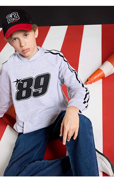 DeFacto Erkek Çocuk Kapüşonlu Baskılı Sweatshirt F1967A825AUGR400