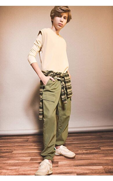 Erkek Çocuk Jogger Fit Jogger Paça Gabardin Pantolon F1970A825AUKH430