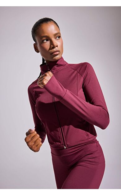 DeFactoFit Standart Fit Vücuda Oturan Dik Yaka İçi Yumuşak Tüylü Ultra Soft Parmak Detaylı Fermuarlı Hırka