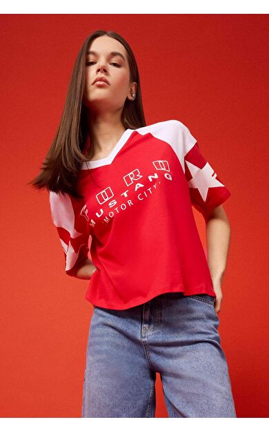 Coool Ford Motor Company Oversize Geniş Kalıp Baskılı Kısa Kollu Tişört F2045AX25SMRD59