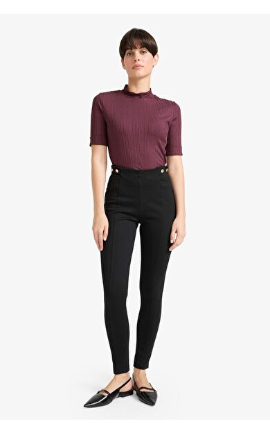 Düğme Detaylı Uzun Tayt