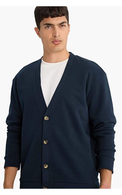 DeFacto Regular Fit V Yaka Pike Düğmeli Hırka