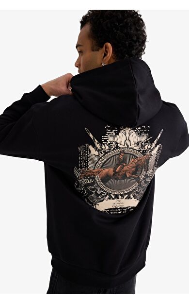 DeFacto Boxy Fit Kapüşonlu Baskılı Sweatshirt