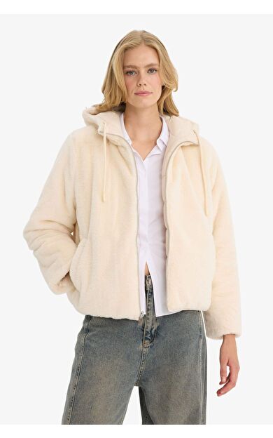 Su Geçirmez Regular Fit Kapüşonlu Suni Kürk Astarlı Mont