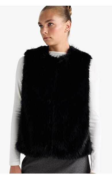 Regular Fit Suni Kürk Yelek