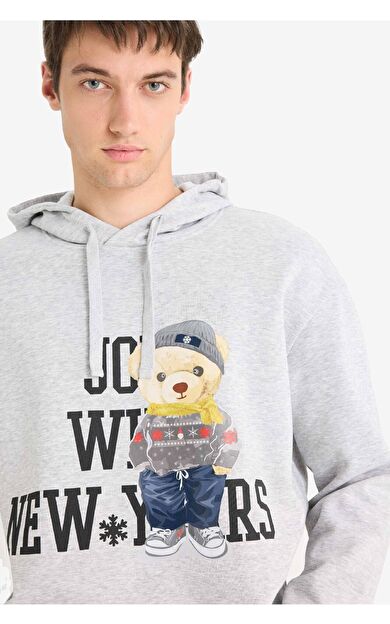 Boxy Fit Kapüşonlu Baskılı Sweatshirt