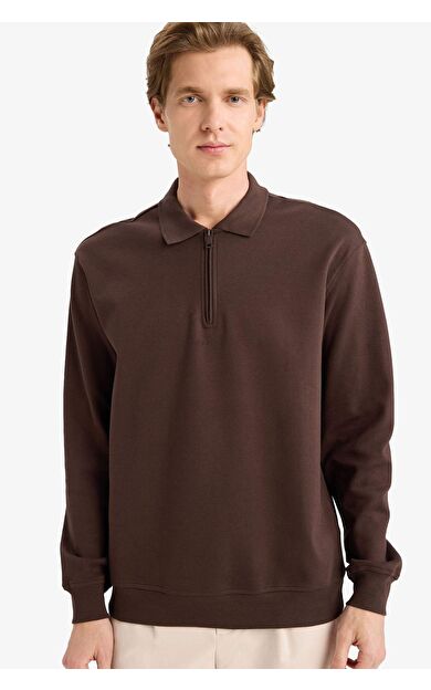 Regular Fit Polo Yaka Sweatshirt