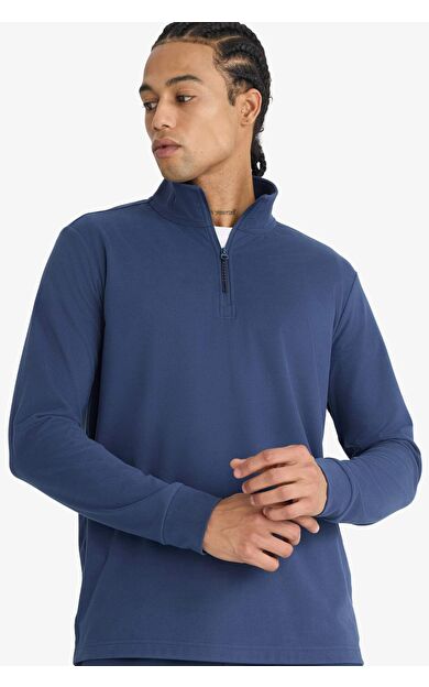DeFactoFit Standart Fit Dik Yaka Yarım Fermuarlı Polar Sporcu Sweatshirt