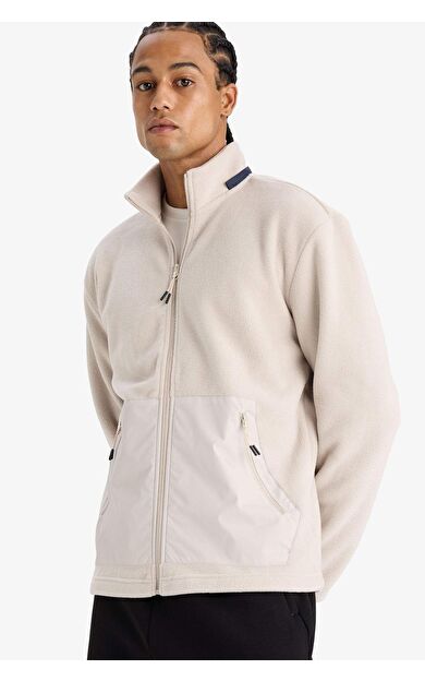 DeFactoFit Standart Fit Dik Yaka İçi Yumuşak Tüylü Polar Hırka