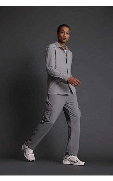 DeFactoFit Standart Fit Kargo Cepli Standart Paça Dokuma Sporcu Jogger