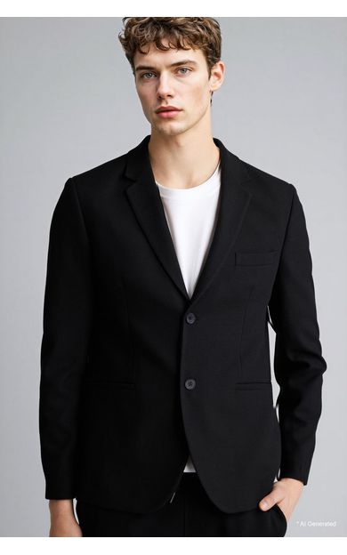 DeFacto Modern Fıt Penye Blazer Ceket Siyah F2347AX26SPBK27