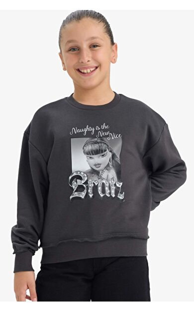 Kız Çocuk Bratz Oversize Geniş Kalıp Bisiklet Yaka Sweatshirt