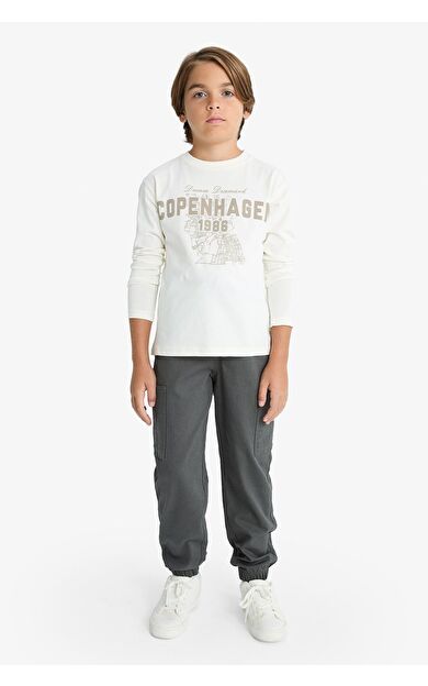 DeFacto Erkek Çocuk Kargo Jogger Jogger Paça Gabardin Pantolon