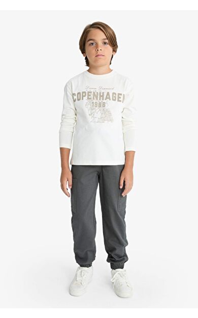 DeFacto Erkek Çocuk Kargo Jogger Jogger Paça Gabardin Pantolon