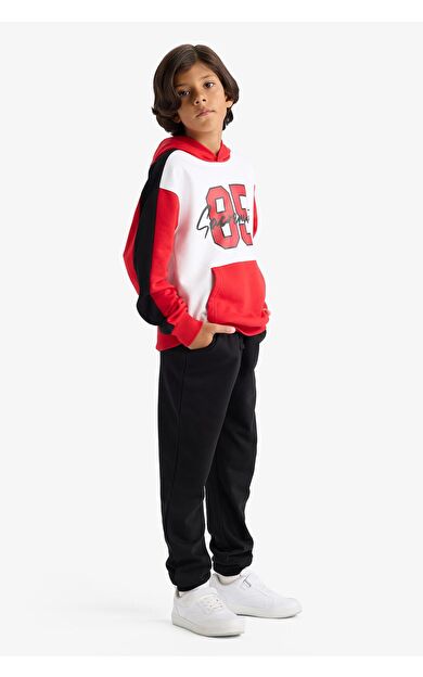 DeFacto Erkek Çocuk 2'li Takım Kapüşonlu Baskılı Sweatshirt Eşofman Altı