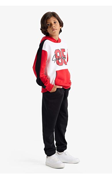 Erkek Çocuk 2'li Takım Kapüşonlu Baskılı Sweatshirt Eşofman Altı