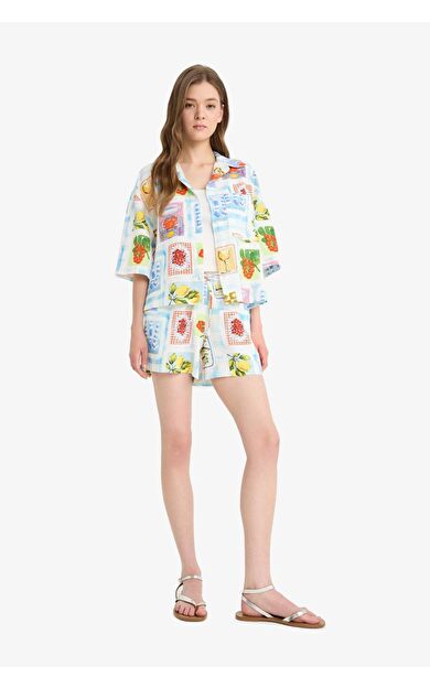 DeFacto Coool A Kesim Normal Bel Kısa Paça Flamlı Pamuk Şort