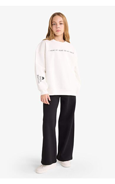 Kız Çocuk Kalın Sweatshirt Kumaşı 2'li Takım