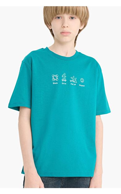 DeFacto Erkek Çocuk Regular Fit Bisiklet Yaka Baskılı Kısa Kollu Tişört F2571A825SMGN593