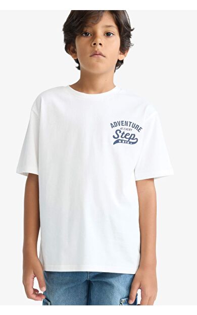 DeFacto Erkek Çocuk Regular Fit Bisiklet Yaka Baskılı Kısa Kollu Tişört F2572A825SMER105